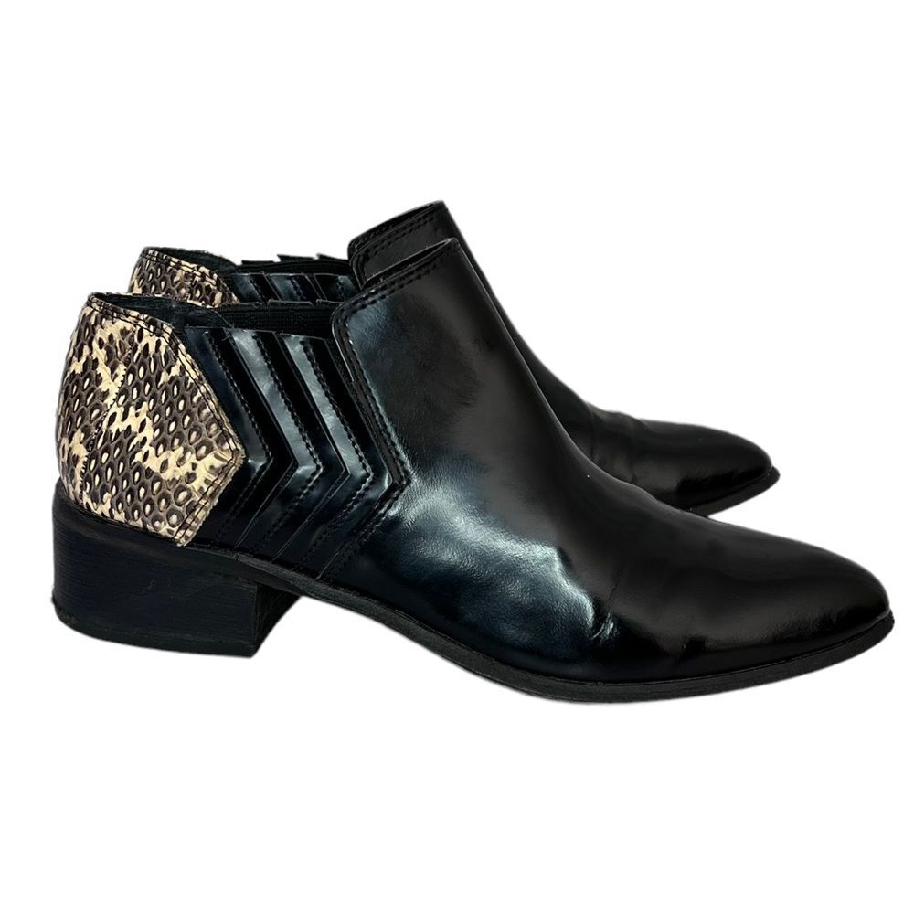Dolce Vita Verily Women's Black Leather/Snakeskin Ankle Booties Size 8.5